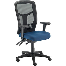 Global Industrial 695522 Interion® Mesh Office Chair With High Back & Adjustable Arms, Fabric, Blue image.