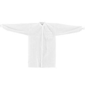 Global Industrial 708309S Global Industrial™ Disposable Polypropylene Lab Coat Knit Wrist Collar Snap Closure SML 25/Case image.
