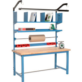 Global Industrial 244197 Global Industrial™ Packing Workbench W/Riser Kit, Maple Butcher Block Safety Edge, 60"W x 30"D image.