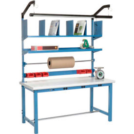 Global Industrial 244194B Global Industrial™ Packing Workbench W/Riser Kit & Power Apron, Laminate Safety Edge, 72"Wx30"D image.