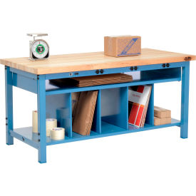 Global Industrial 244208B Global Industrial™ Packing Workbench W/Lower Shelf & Power, Maple Square Edge, 72"W x 30"D image.