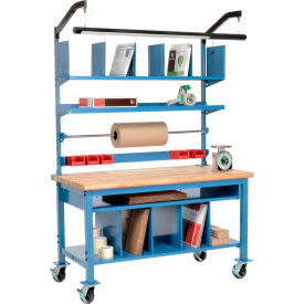 Global Industrial 244185A Global Industrial™ Complete Mobile Packing Workbench, Butcher Block Safety Edge, 60"W x 30"D image.