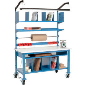 Global Industrial 244187A Global Industrial™ Complete Mobile Packing Workbench, ESD Square Edge, 60"W x 30"D image.