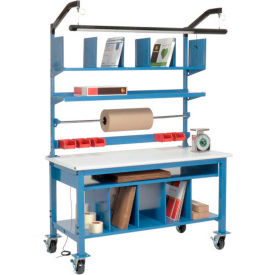 Global Industrial 244189A Global Industrial™ Complete Mobile Packing Workbench, ESD Safety Edge, 60"W x 30"D image.