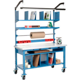 Global Industrial 244179AB Global Industrial™ Complete Mobile Packing Workbench W/Power, Laminate Square Edge, 60"W x 30"D image.