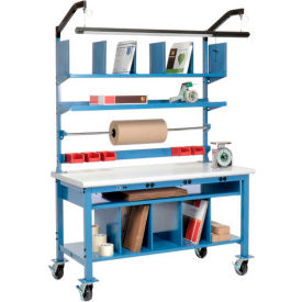Global Industrial 241181AB Global Industrial™ Complete Mobile Packing Workbench W/Power, Laminate Safety Edge, 60"W x 30"D image.