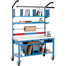 Global Industrial 244182AB Global Industrial™ Complete Mobile Packing Workbench W/Power, Laminate Safety Edge, 72"W x 30"D image.