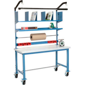 Global Industrial 244191A Global Industrial™ Mobile Packing Workbench W/Riser Kit, Laminate Square Edge, 60"W x 30"D image.