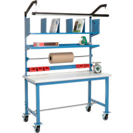 Global Industrial Mobile Packing Workbench W/Riser Kit Laminate Safety Edge 72"W x 30"D 