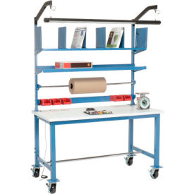 Global Industrial 244199A Global Industrial™ Mobile Packing Workbench W/Riser Kit, ESD Square Edge, 60"W x 30"D image.