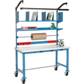 Global Industrial 244193AB Global Industrial™ Mobile Packing Workbench W/Riser & Power, Laminate Safety Edge, 60"W x 30"D image.