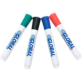 Global Industrial 695527 Global Industrial™ Dry Erase Markers, Bullet Tip, Assorted Colors, 4 Pack image.