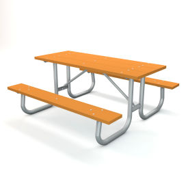 Global Industrial 695528 Global Industrial™ 6 Rectangular Picnic Table, Recycled Plastic, Cedar image.