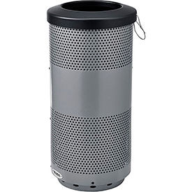 Global Industrial 641313GY Global Industrial™ Perforated Steel Round Trash Can, 20 Gallon, Gray image.