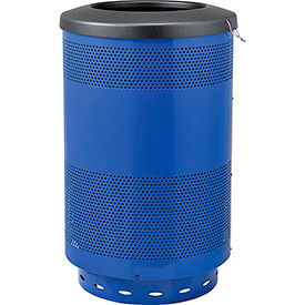 Global Industrial 641314BL Global Industrial™ Perforated Steel Round Trash Can, 55 Gallon, Blue image.