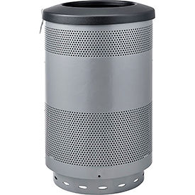 Global Industrial 641314GY Global Industrial™ Perforated Steel Round Trash Can, 55 Gallon, Gray image.