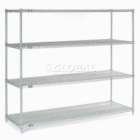 Global Industrial 799075 Nexel® 4 Shelf, Nexelate® Silver Epoxy Wire Shelving Unit, Starter, 72"W x 30"D x 63"H image.