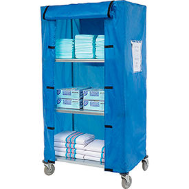 Global Industrial 436929 Nexel® Galvanized Steel Linen Cart with Nylon Cover, 4 Shelves, 36"L x 18"W x 69"H image.