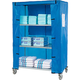 Global Industrial 436931 Nexel® Galvanized Steel Linen Cart with Nylon Cover, 4 Shelves, 48"L x 18"W x 69"H image.