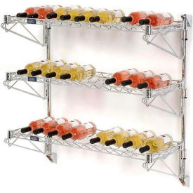 Wine Bottle Rack - Single Wide 3 Shelf Wall Mount 36 Bottle 48""W x 14""D x 34""H