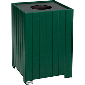 Global Industrial 641322GN Global Industrial™ Recycled Plastic Square Trash Can With Liner, 32 Gallon, Green image.