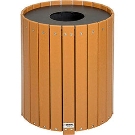Global Industrial 641323CD Global Industrial™ Recycled Plastic Round Trash Can With Liner, 32 Gallon, Cedar image.