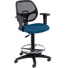 Global Industrial 695262BL Interion® Drafting Stool - Fabric - Blue image.