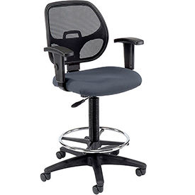 Global Industrial 695262GY Interion® Drafting Stool - Fabric - Gray image.