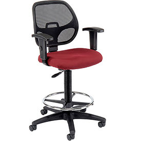 Global Industrial 695262RD Interion® Drafting Stool - Fabric - Red image.