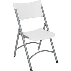 Interion Folding Chair With Mid Back, Resin, White - Pkg Qty 4