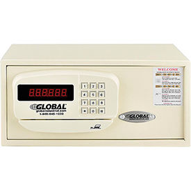 Global Industrial 493383A Global Industrial™ Personal Hotel Safe Electronic Lock w/Card Slot 15Wx10Dx7H Keyed Alike, WHT image.