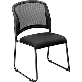 Global Industrial 277437A Interion® Stacking Chair With Mid Back, Fabric, Black image.