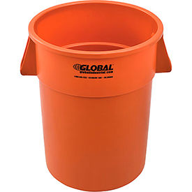 Global Industrial 240464OR Global Industrial™ Plastic Trash Can - 55 Gallon Orange image.