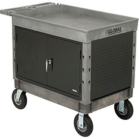 Global Industrial 800326 Global Industrial™ Utility Cart w/2 Tray Shelves & 8" Casters, 44"L x 25-1/2"W x 32-1/2"H image.
