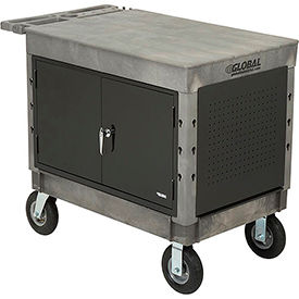 Global Industrial 800327 Global Industrial™ Utility Cart w/2 Shelves & 8" Casters, 44"L x 25-1/2"W x 32-1/2"H, Gray image.
