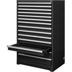 Global Industrial 298451BK Global Industrial™ Modular Drawer Cabinet, 14 Drawers, w/ Lock, 36"W x 24"D x 57"H, Black image.