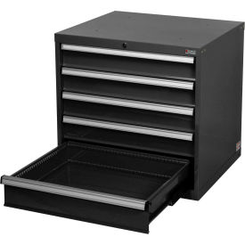 Global Industrial 493320BK Global Industrial™ Modular Drawer Cabinet, 5 Drawers, w/Lock, 30"Wx27"Dx29-1/2"H, Black image.