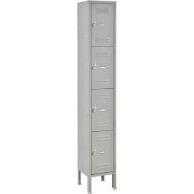 Global Industrial 493481GY Global Industrial™ Capital® 4-Tier 4 Door Box Locker, 12"W x 12"D x 78"H, Gray, Assembled image.