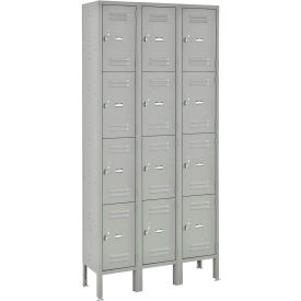 Global Industrial 493482GY Global Industrial™ Capital® 4-Tier 12 Door Box Locker, 36"W x 12"D x 78"H, Gray, Assembled image.