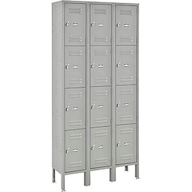 Global Industrial 493486GY Global Industrial™ Capital® 4-Tier 12 Door Box Locker, 36"W x 18"D x 78"H, Gray, Assembled image.