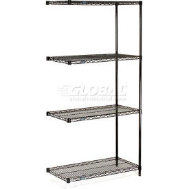 Global Industrial B2273317 Nexel® 4 Shelf, Black Epoxy Wire Shelving Unit, Add On, 30"W x 14"D x 86"H image.