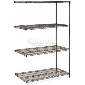 Global Industrial B2273323 Nexel® 4 Shelf, Black Epoxy Wire Shelving Unit, Add On, 72"W x 24"D x 86"H image.