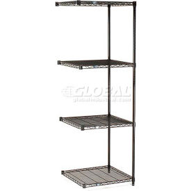 Global Industrial B2273327 Nexel® 4 Shelf, Black Epoxy Wire Shelving Unit, Add On, 36"W x 24"D x 86"H image.