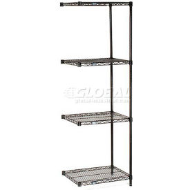 Global Industrial B2273333 Nexel® 4 Shelf, Black Epoxy Wire Shelving Unit, Add On, 48"W x 18"D x 86"H image.