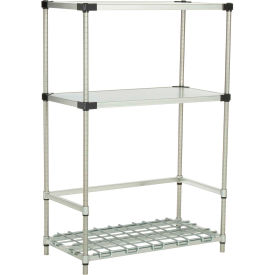 Nexel® Poly-Z-Brite® 3-Shelf Container/Keg Rack w/ 2-Solid Shelves 36""W x 18""D x 54""H