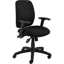 Interion Office Chair With Mid Back & Adjustable Arms, Fabric, Black