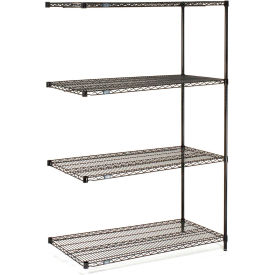 Global Industrial 711067 Nexel® 4 Shelf, Black Epoxy Wire Shelving Unit, Add On, 54"W x 14"D x 54"H image.