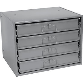 Global Industrial 493503 Durham Steel Compartment Box Rack 20 x 15-3/4 x 15 with 4 of 20-Compartment Boxes image.