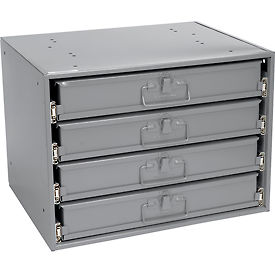 Global Industrial 493504 Durham Steel Compartment Box Rack Heavy Duty Bearing 20 x 15-3/4 x 15 with 4 of 20-Compartment Boxes image.
