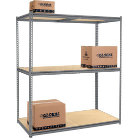 Global Industrial 3 Shelf Extra Heavy Duty Boltless Shelving Z Beam Starter 72Wx24Dx84H Wood Deck